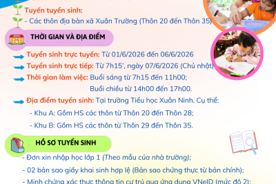 Thông báo tuyển sinh vào lớp 1 năm học 2026-2027