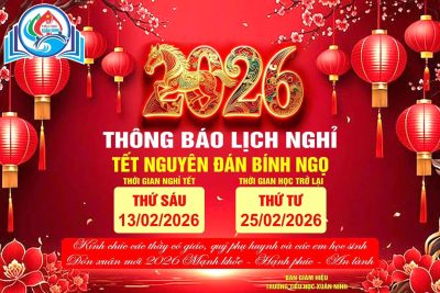 Thông báo lịch nghỉ tết nguyên đán Bính ngọ 2026_Trường TH Xuân Ninh